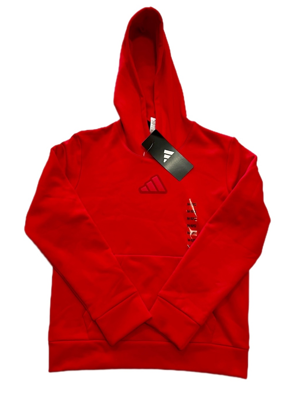 Adidas youth medium 10/12 red pullover hoodie sweatshirt new with tags - Picture 1 of 9
